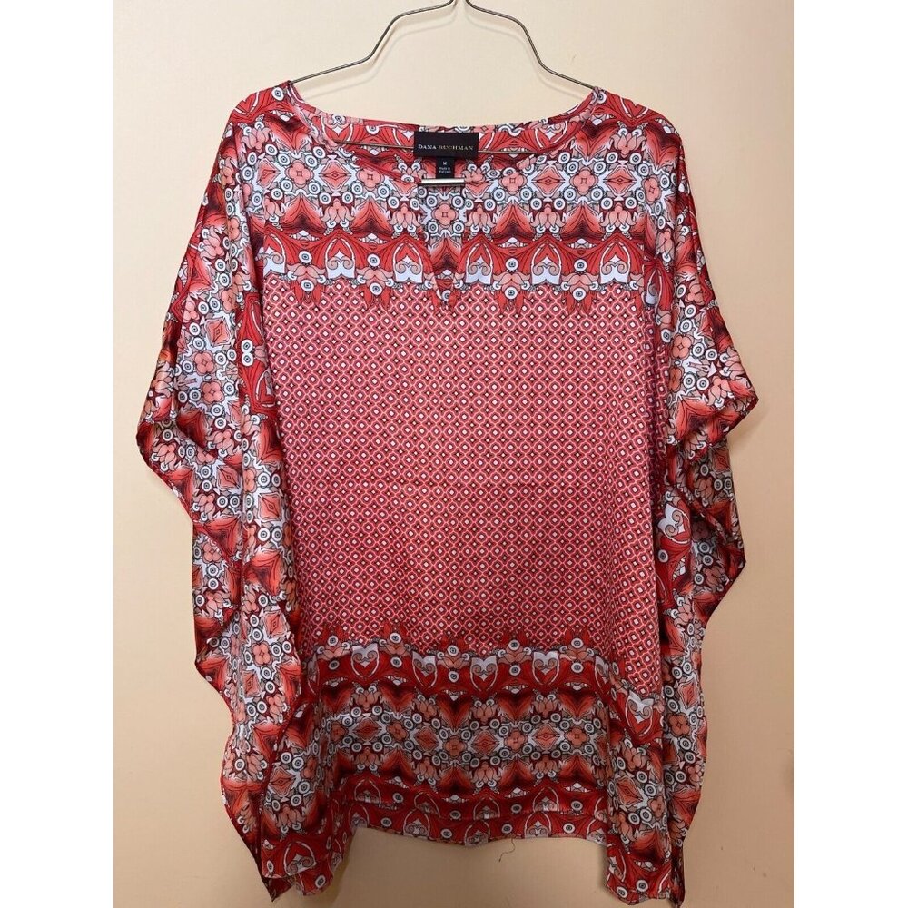 Dana Buchman Womens Multicolor Handkerchief Blouse Coverup Top size Medium